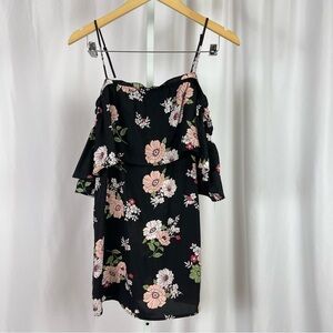 Forever 21 Small Cold Shoulder Off Shoulder Boho Floral Tunic Top Flowy Retro